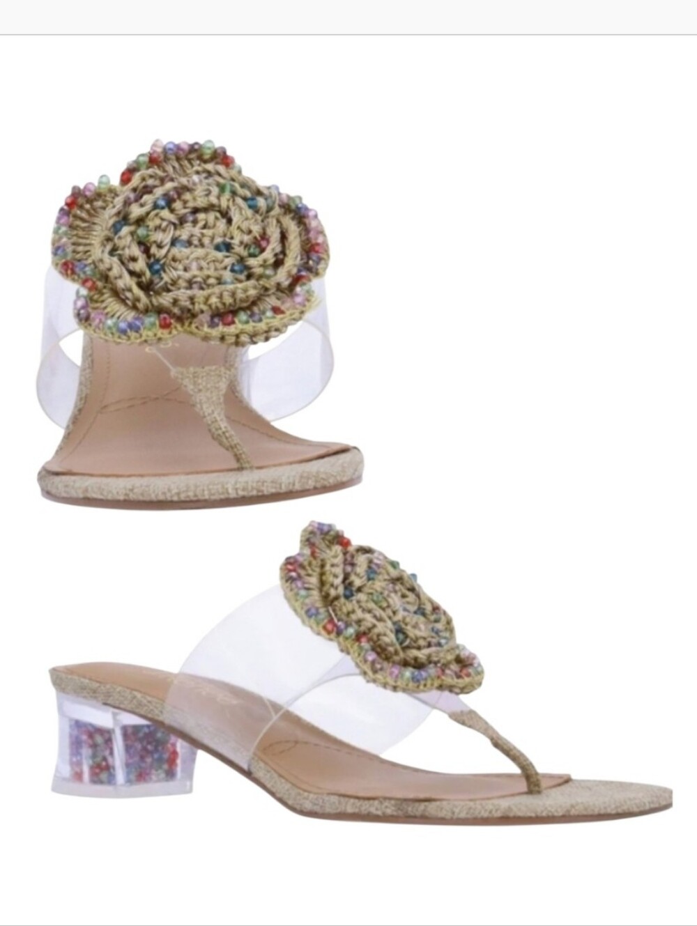 J.Renee Abriana Tan Clear Vinyl Heel Sandals 7.5